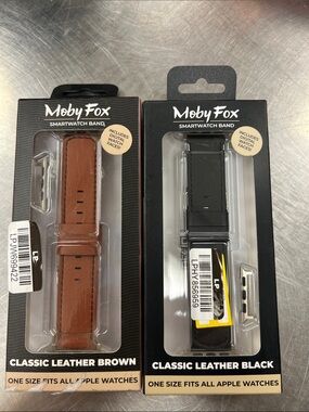 Classic Leather Brown & Black Moby Fox Smartwatch Bands